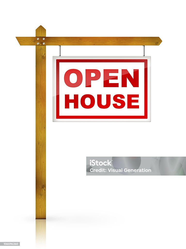 Placa-Open House - Foto de stock de Casa aberta - Bens imóveis royalty-free