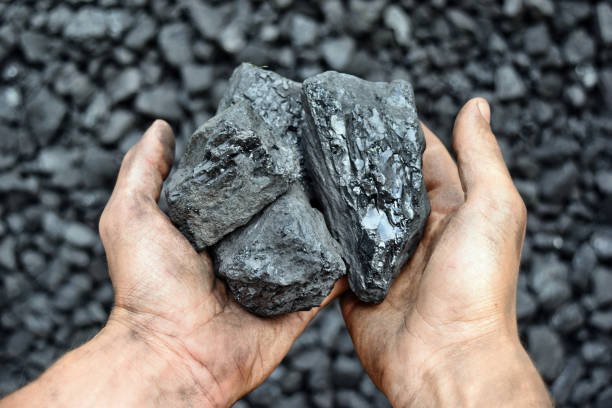 istock Coal in the hands of worker miner 1065971762