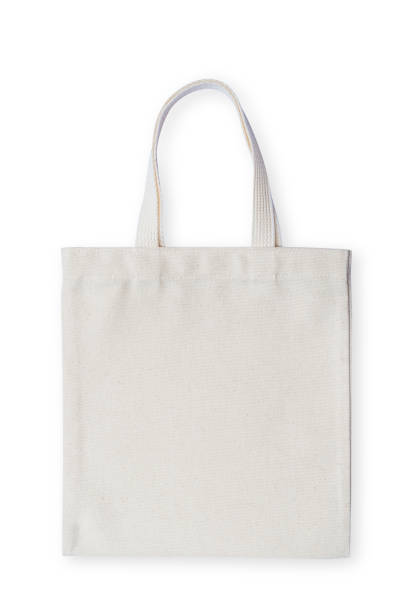 在白色背景查出的手提包織物布購物袋模型 (剪裁路徑) - 環保袋 個照片及圖片檔