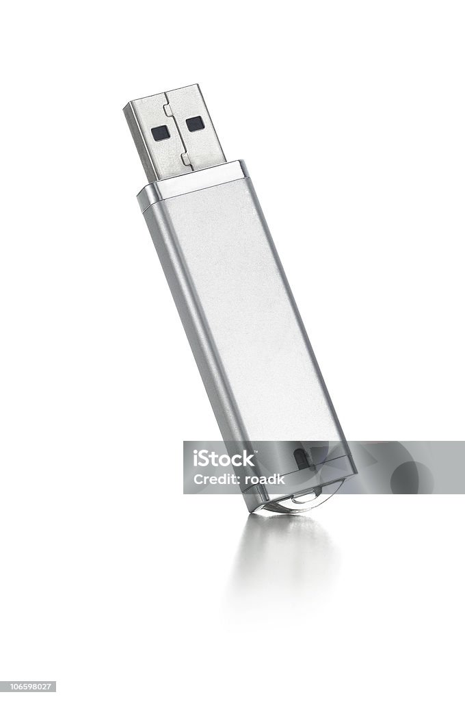 silver flashdrive USB - Foto de stock de Pen drive royalty-free