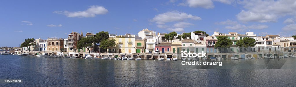 Panorama von Portocolom Anlegestelle - Lizenzfrei Am Rand Stock-Foto