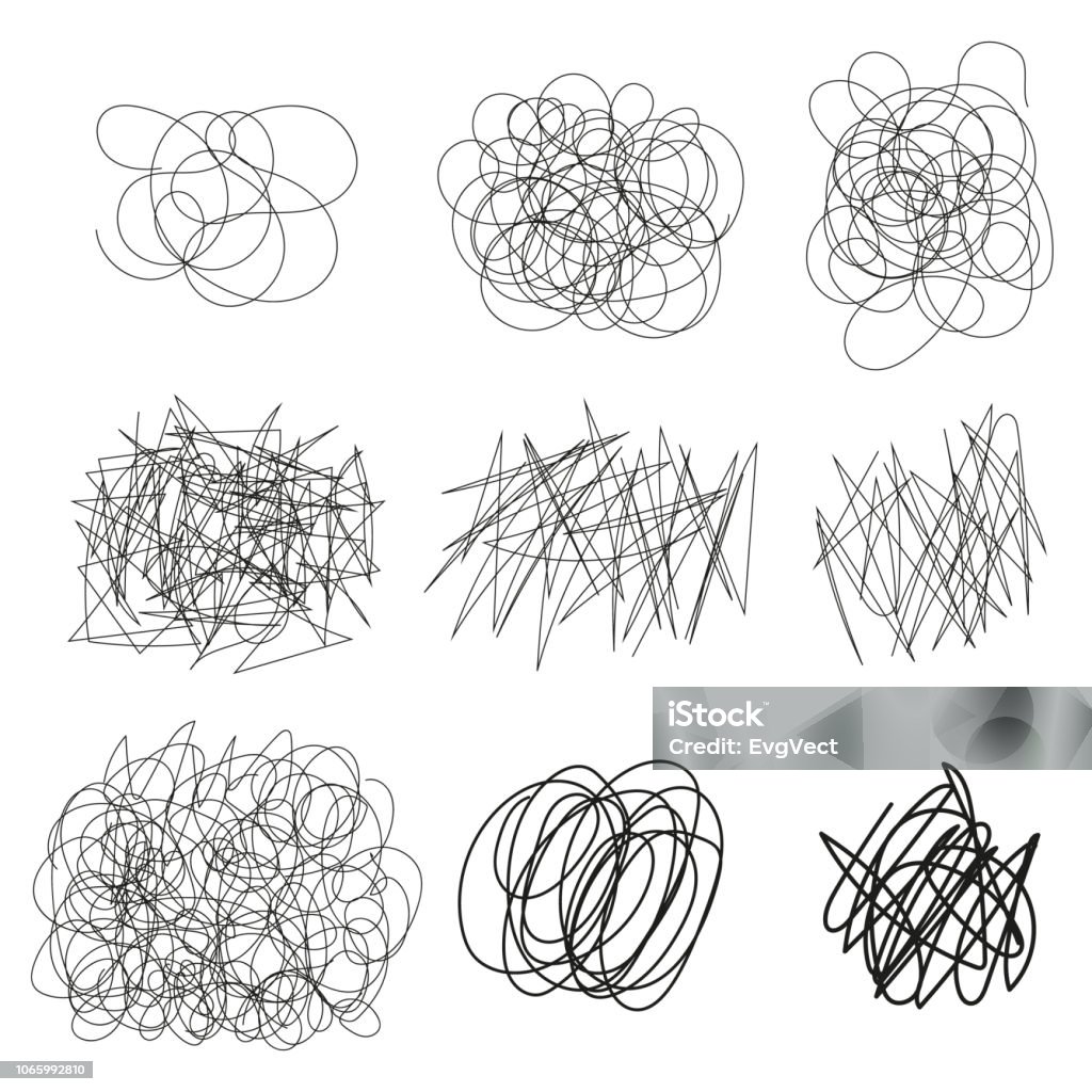 Tập Hợp Các Rối Vẽ Vector Đường Thẳng Hình Tròn Hình Elip Doodle ...