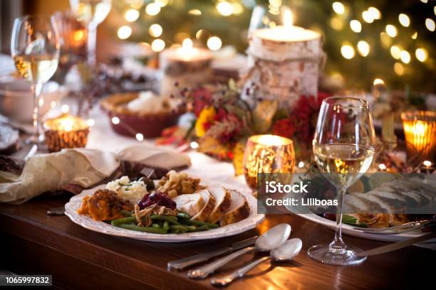 Ringraziamento Turchia Cena - Fotografie stock e altre immagini di Natale - Natale, Cena, Cibo