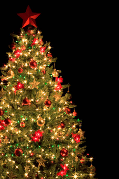 istock Christmas Tree with Decorations and Ornaments Isolated on Black 1066002190