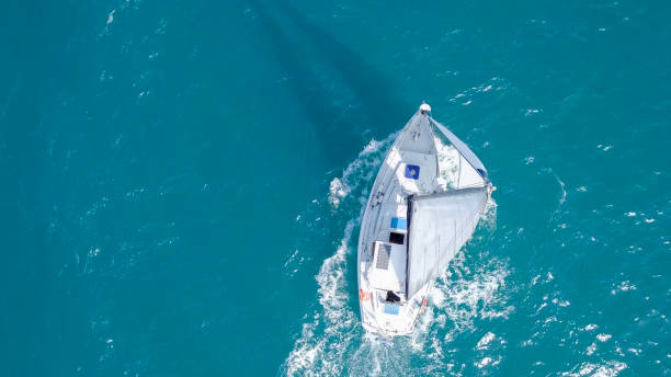 istock Medium sized Yacht roaring across The Mediterranean Sea 1066044826