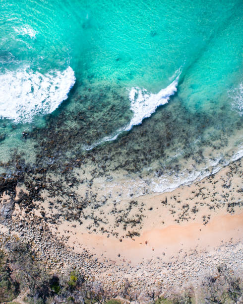 istock Aerial view of a beach and water. 1066052364