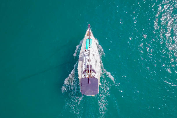 istock Medium sized Yacht roaring across The Mediterranean Sea 1066053742