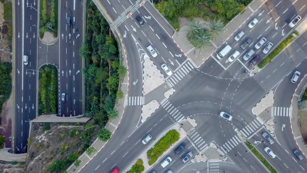 istock Multi level Highway interchange with traffic on all levels 1066058256