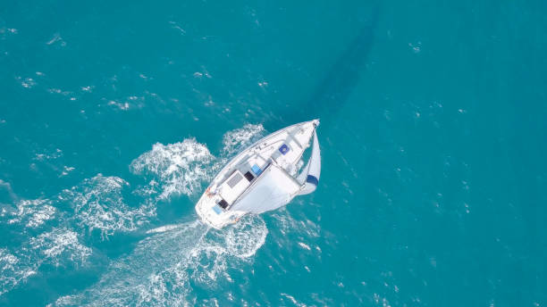 istock Medium sized Yacht roaring across The Mediterranean Sea 1066060560