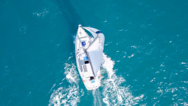 istock Medium sized Yacht roaring across The Mediterranean Sea 1066062108