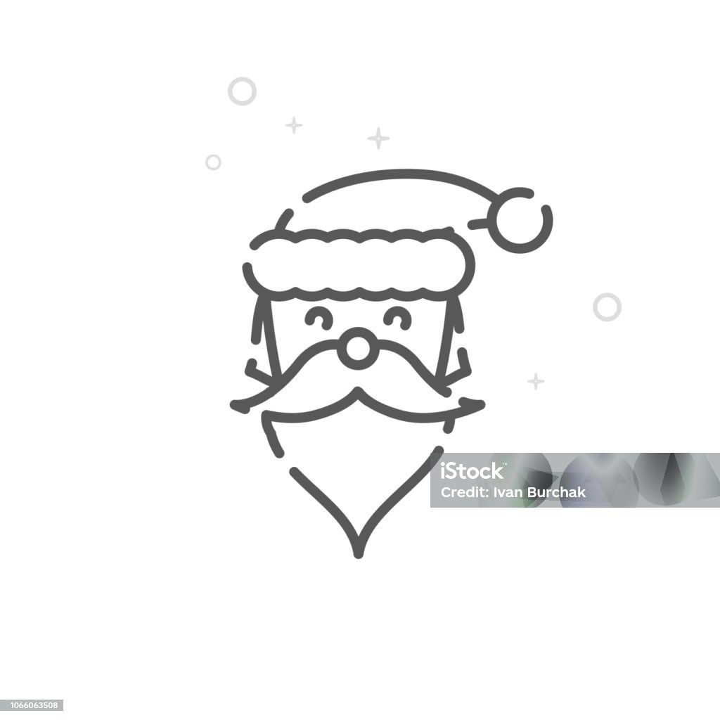 Santa Claus Vector Line Icon, Symbol, Pictogram, Sign. Light Abstract Geometric Background. Editable Stroke Santa Claus Vector Line Icon. New Year Celebrations Symbol, Pictogram, Sign. Light Abstract Geometric Background. Editable Stroke. Adjust Line Weight. Design with Pixel Perfection. Geometric Shape stock vector