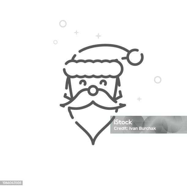 Santa Claus Vector Line Icon Symbol Pictogram Sign Light Abstract Geometric Background Editable Stroke Stock Illustration - Download Image Now