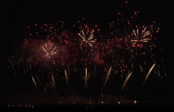 istock Colorful fireworks on the black sky background 1066063630