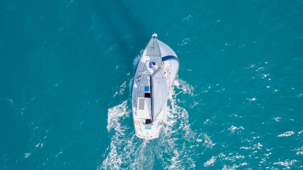 istock Medium sized Yacht roaring across The Mediterranean Sea 1066069702