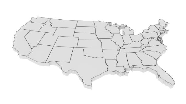 United States of America gray 3D minimalist map