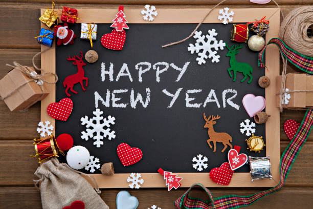 istock Happy new year message with christmas background 1066086618