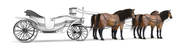 istock Four horses harnessed to an open carriage. 1066091586