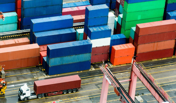 istock Truck working in container depot 1066104174