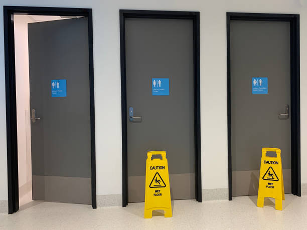 istock Unisex toilets closed for cleaning 1066104318