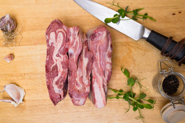 istock Raw fresh Lamb Meat on woodden background 1066107046