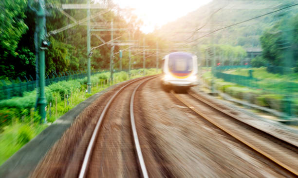 istock Motion blur railway tunnel in city 1066107292