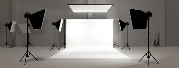 3d render empty photo studio background