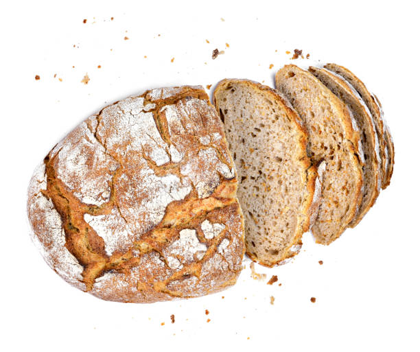 istock Healthy baked bread, whole bread on white 1066110490