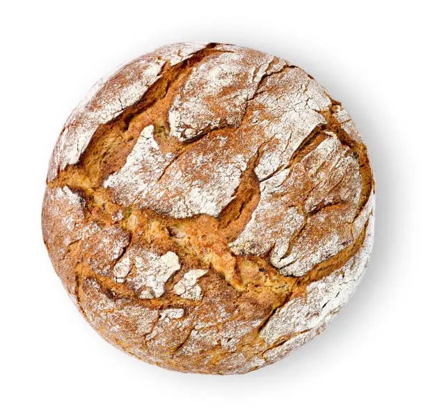 Photo of Healthy baked bread, whole bread on white