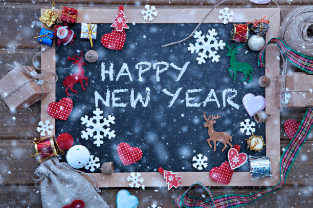 istock Happy new year message with christmas background 1066115790