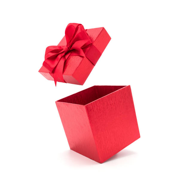 istock Open beautiful red gift box with ribbon. 1066121648