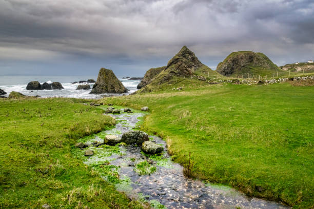 This is a picture of a stream flowing into the sea at Ballintoy on the Antrim Coast in Northern Ireland