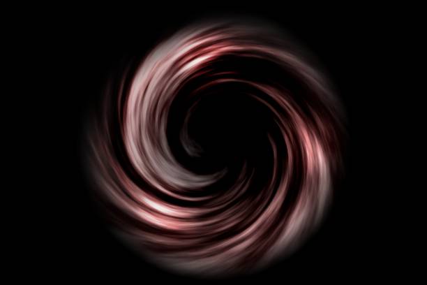 Abstract spiral tunnel with red smoke on black background