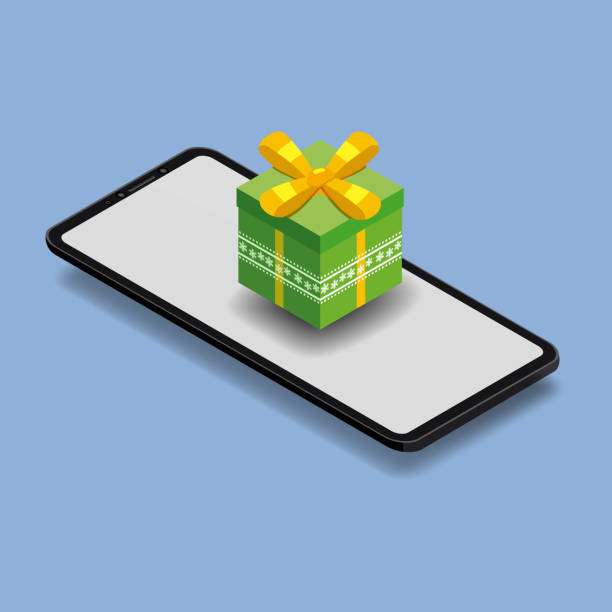 istock Isometric smartphone with green gift box. Online shopping concept. Sale, e-commerce, retailing, discount theme. Creative flyer, poster template. Baner, poster, vector 1066129108
