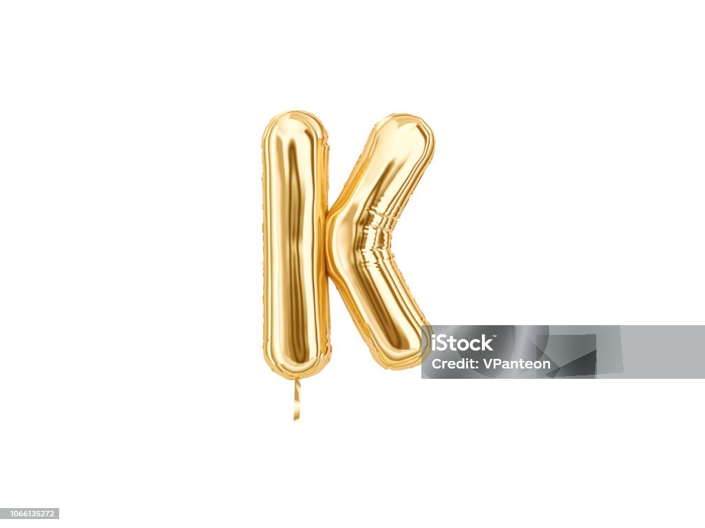 Gold Foil Alphabet Letter K Stock Photo - Download Image Now - Letter K,  Balloon, Alphabet - iStock