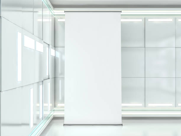 istock Blank roll up banner display. Template mockup. 3D 1066135360