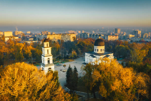 Sunset in Chisinau, Republic of Moldova. Aerial photography Sunset in Chisinau, Republic of Moldova. Aerial photography moldavia photos stock pictures, royalty-free photos & images