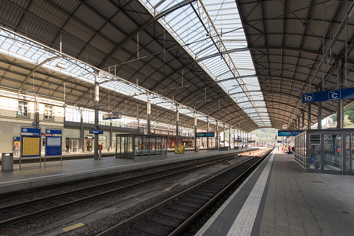 Olten/Switzerland - August 25 2015: Olten railway station. Olten is a town in the canton of Solothurn in Switzerland and capital of the district of the same name.