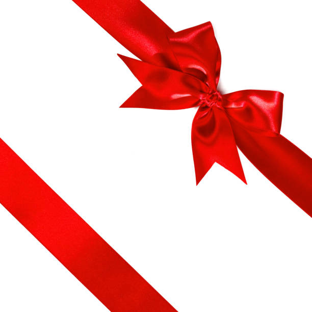 istock Red satin gift bow ribbon isolated on white 1066146042