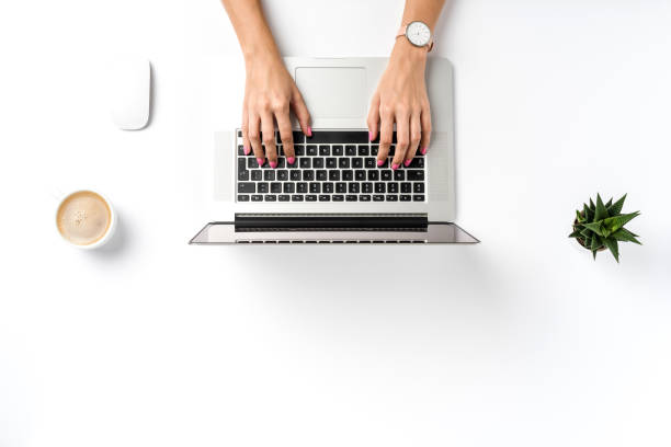 istock Woman working in modern office. Top view 1066146356