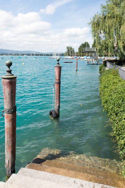 blick auf den see thun, schweiz - berne canton switzerland landscape travel stock-fotos und bilder