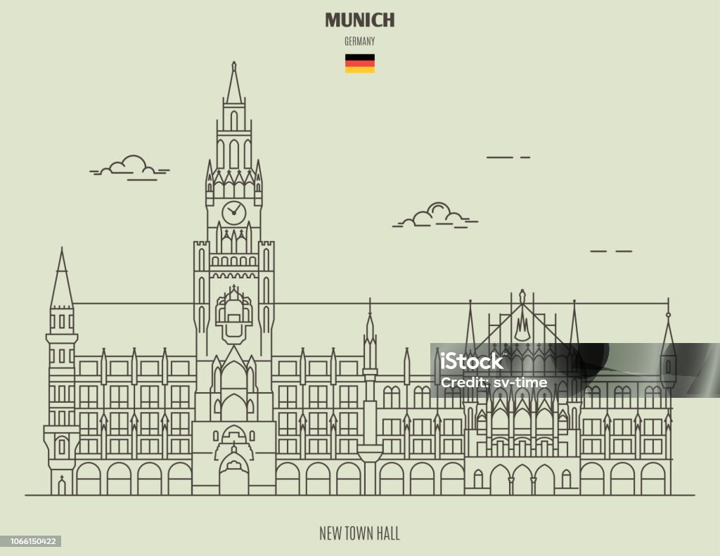 New Town Hall in Munich, Germany. Landmark icon New Town Hall in Munich, Germany. Landmark icon in linear style Munich stock vector