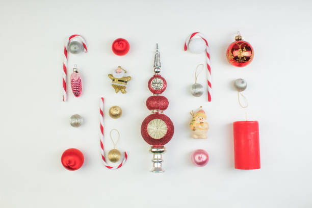 istock Christmas composition. Gift, christmas decoration, pine cones. Flat lay, top view. 1066153100