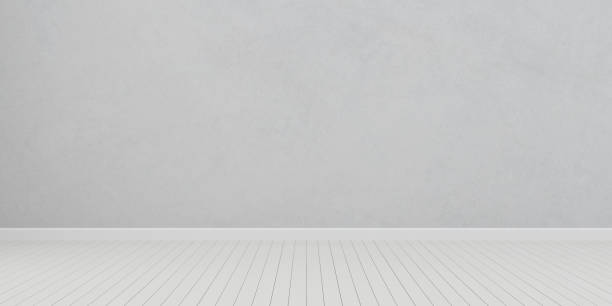 istock Stimulate image of white empty room interior and laminate wood floor with sun light cast shadow on the wall,Perspective of minimal design architecture. 3D rendering 1066155444