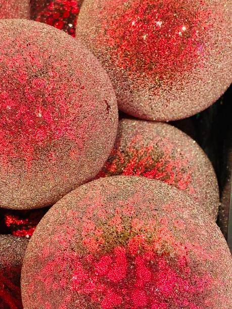 istock Red christmas baubles background 1066158138
