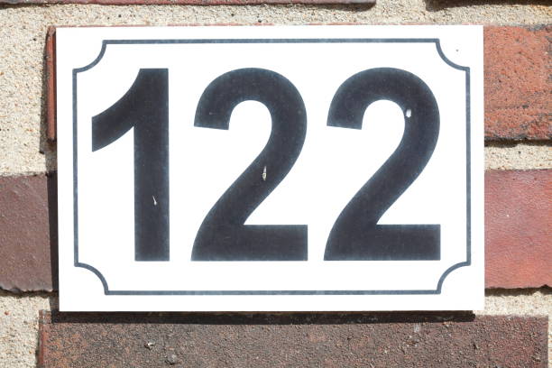 istock House number plate No. One hundred and twenty-two 1066158570
