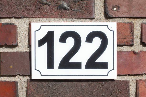 istock House number plate No. One hundred and twenty-two 1066158588