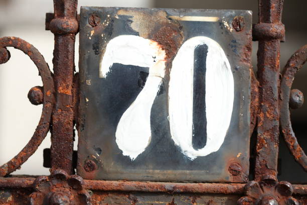 istock House number plate number seventy 1066158590