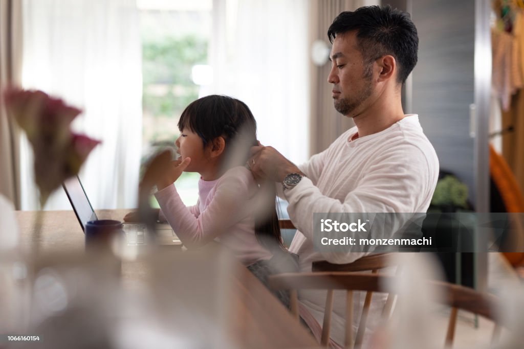 Father Fixing Daughters Hair At Home Stock Photo - Download Image Now -  Father, Hair, Child - iStock
