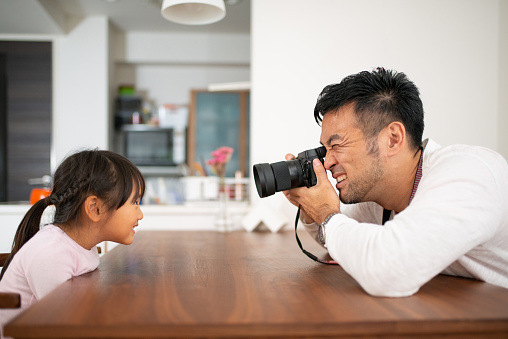 Everyday life of father and daughter at home