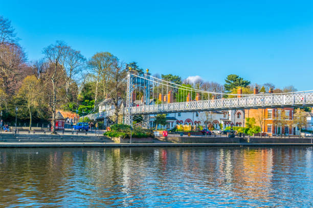 istock Hanging bridge over river Dee in Chester, England 1066163078